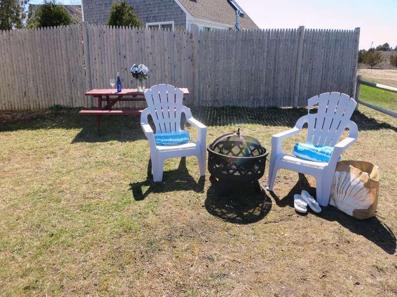 Sit out by the fire pit in the evening - roast marsh mellows and enjoy the memories of the day!  15 Oyster Drive- Chatham- Cape Cod -New England Vacation Rentals