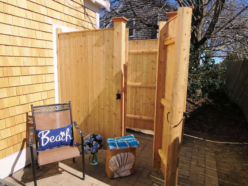 Enjoy a Cape Cod tradition - the outside shower with hot and cold water awaits you after your day at the beach! 15 Oyster Drive- Chatham- Cape Cod -New England Vacation Rentals