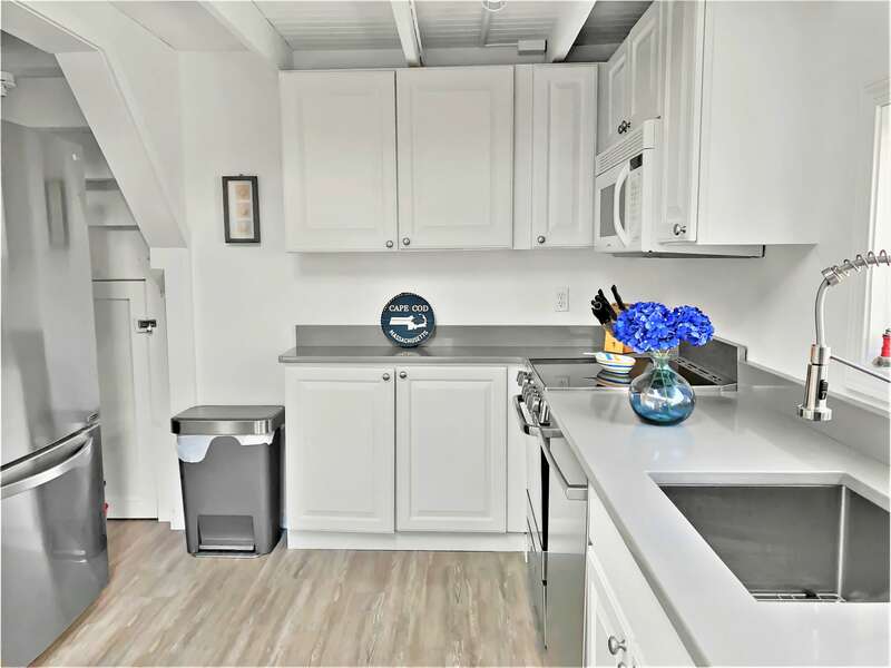 newly updated kitchen, with new stainless appliances - 17 Ocean Avenue Harwich Port Cape Cod New England Vacation Rentals