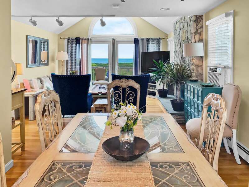 Looking at the Ocean from the dining area at-19 Bob White Lane South Harwich Cape Cod New England Vacation Rentals
