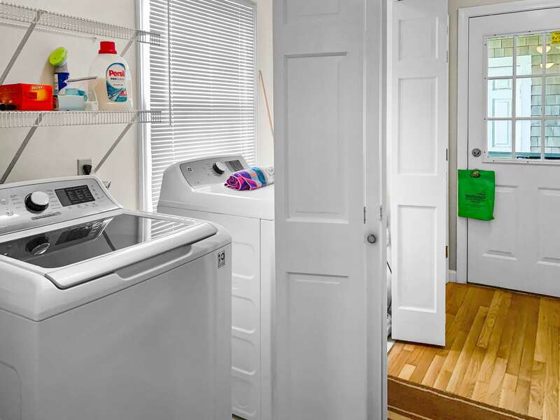 Laundry room on the lower level at 19 Bob White Lane South Harwich Cape Cod New England Vacation Rentals
