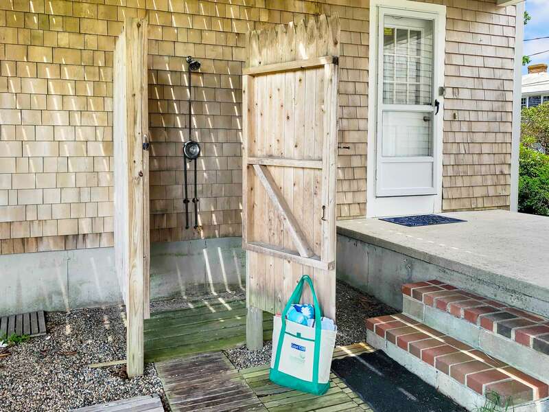 Enclosed outdoor shower with hot and cold water - 19 Bob White Lane South Harwich Cape Cod New England Vacation Rentals