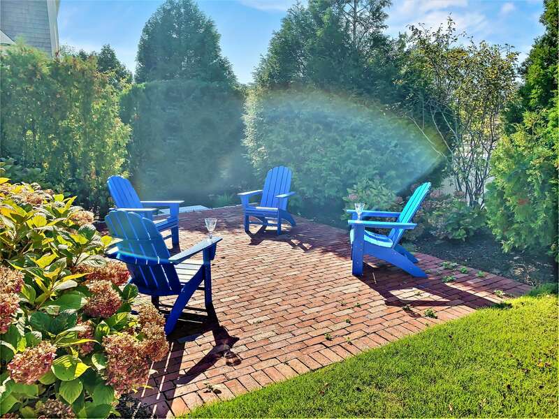 New Patio with Adirondack chairs relax and recap your days adventures-32 Bearses By Way- Chatham Cape Cod New England Vacation Rentals