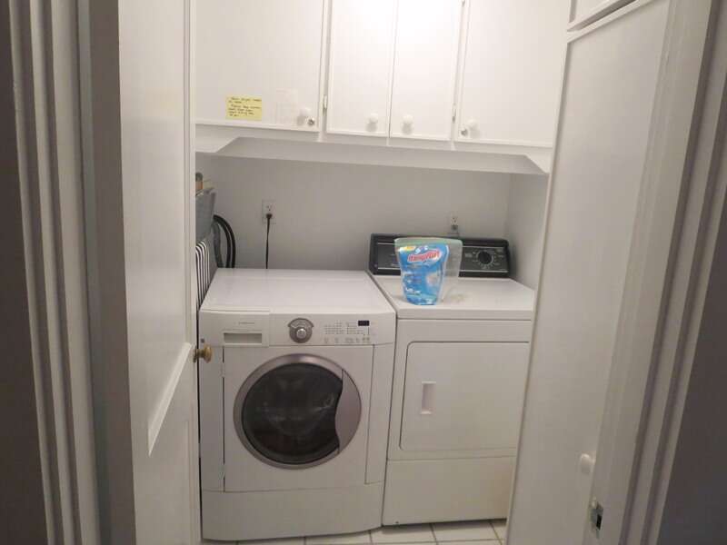 Washer and dryer just off hall of bathroom for your convenience! - 58 Longs Lane Chatham Cape Cod New England Vacation Rentals