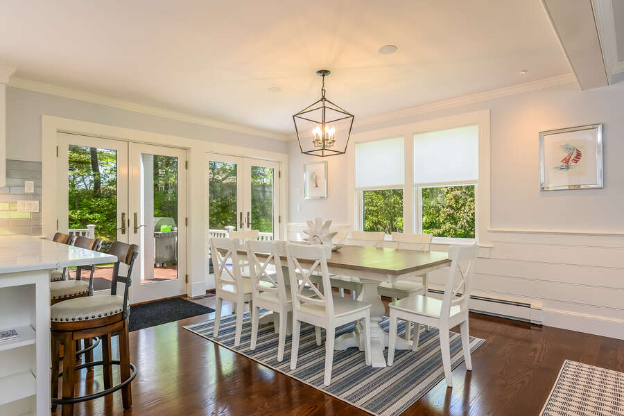 Dining table with seating for 8-93 Bucks Creek Road Chatham Cape Cod New England Vacation Rentals
