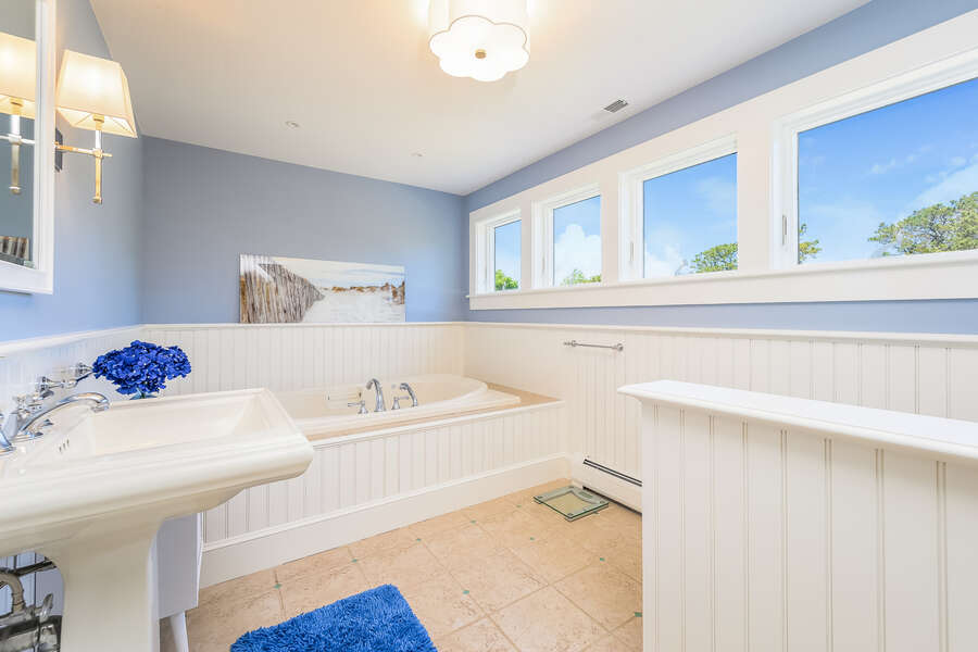 Ensuite bath #3 with jetted tub-93 Bucks Creek Road Chatham Cape Cod New England Vacation Rentals