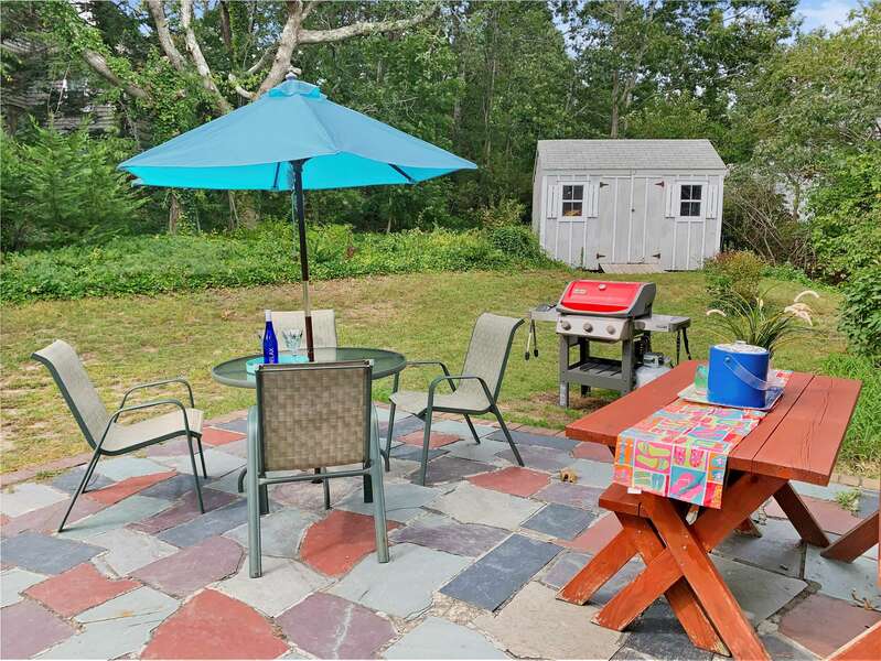Great patio to enjoy a meal at- 104 Deep Hole Road South Harwich Cape Cod New England Vacation Rentals   