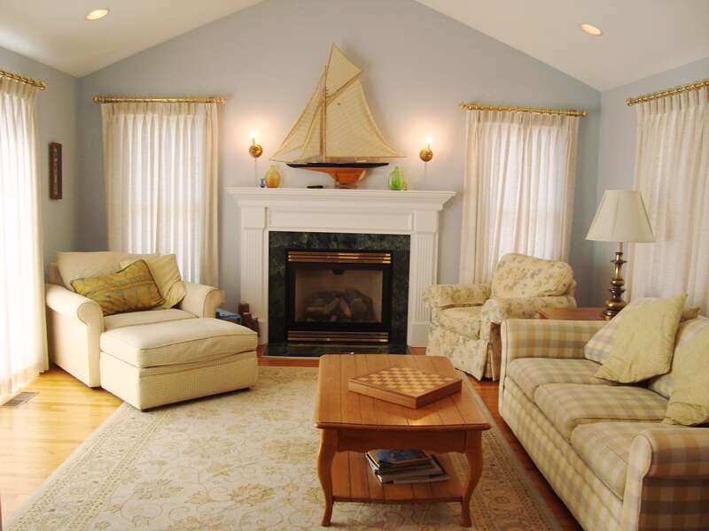 Living room with comfortable seating and Central air - 118 Deep Hole Road South Harwich Cape Cod New England Vacation Rentals