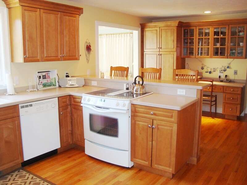 Open kitchen - fully equipped- Desjk with work area for those needing a place to work or write your postcards out! - 118 Deep Hole Road South Harwich Cape Cod New England Vacation Rentals