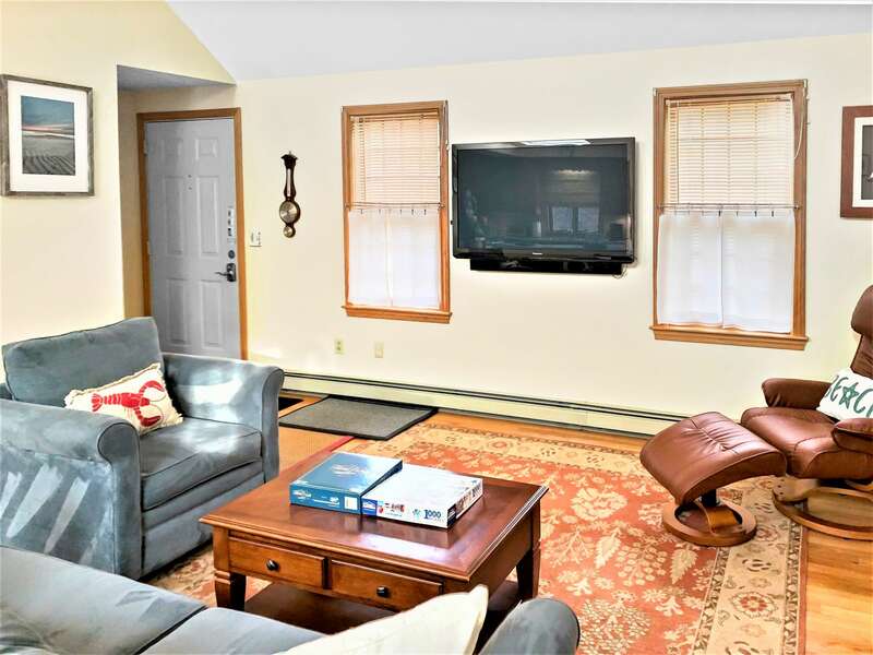 Large flat sceen TV in living room - 122 Tracy Lane Brewster Cape Cod New England Vacation Rentals