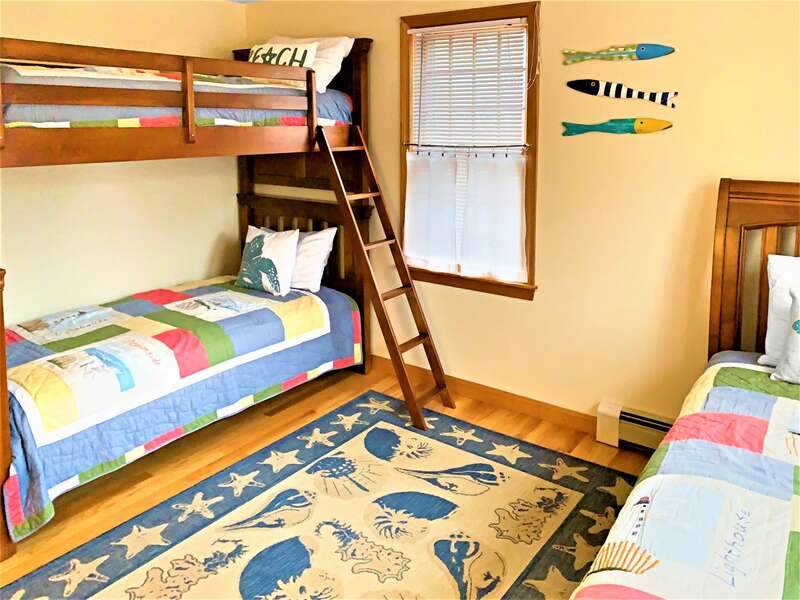 Bedroom 2 with Bunks and trundle (twin beds) - 122 Tracy Lane Brewster Cape Cod New England Vacation Rentals