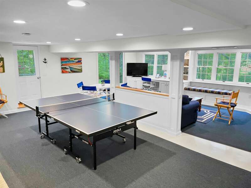 Lower Level Game Room-With  Ping Pong and flat screen TV - 138 Soundview Avenue Chatham Cape Cod New England Vacation Rentals