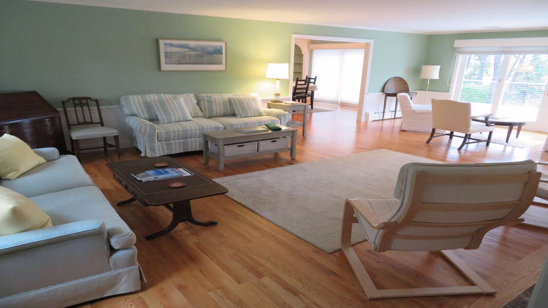 Full view of Living room-out to the dining room-Waterfront North Chatham Cape Cod New England Vacation Rentals
