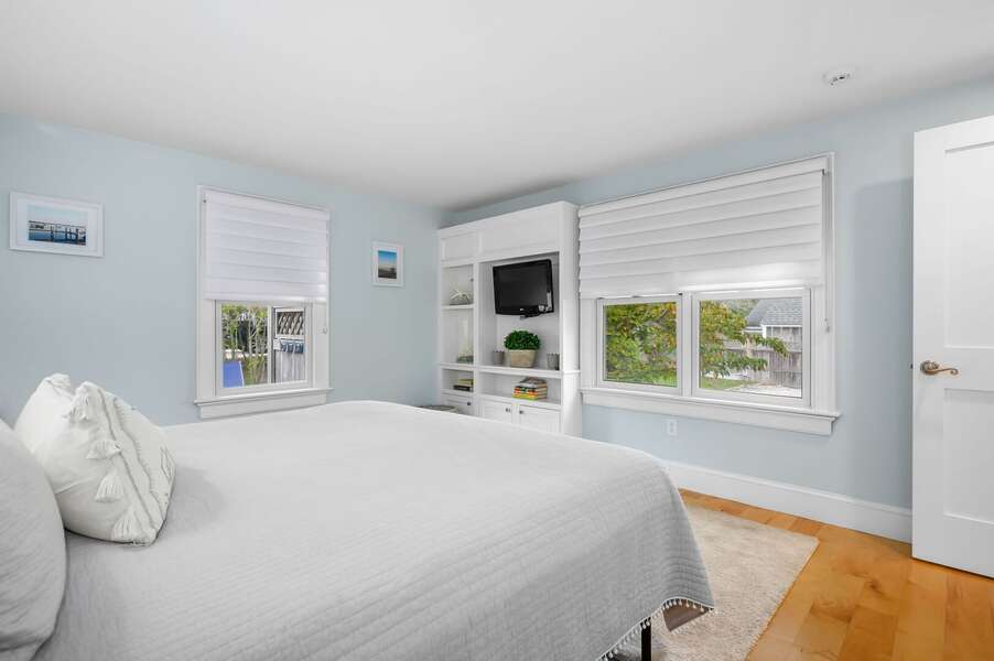 Primary Bedroom #1 with flat screen TV - 201 Main Street Chatham Cape Cod - Sandpiper - NEVR