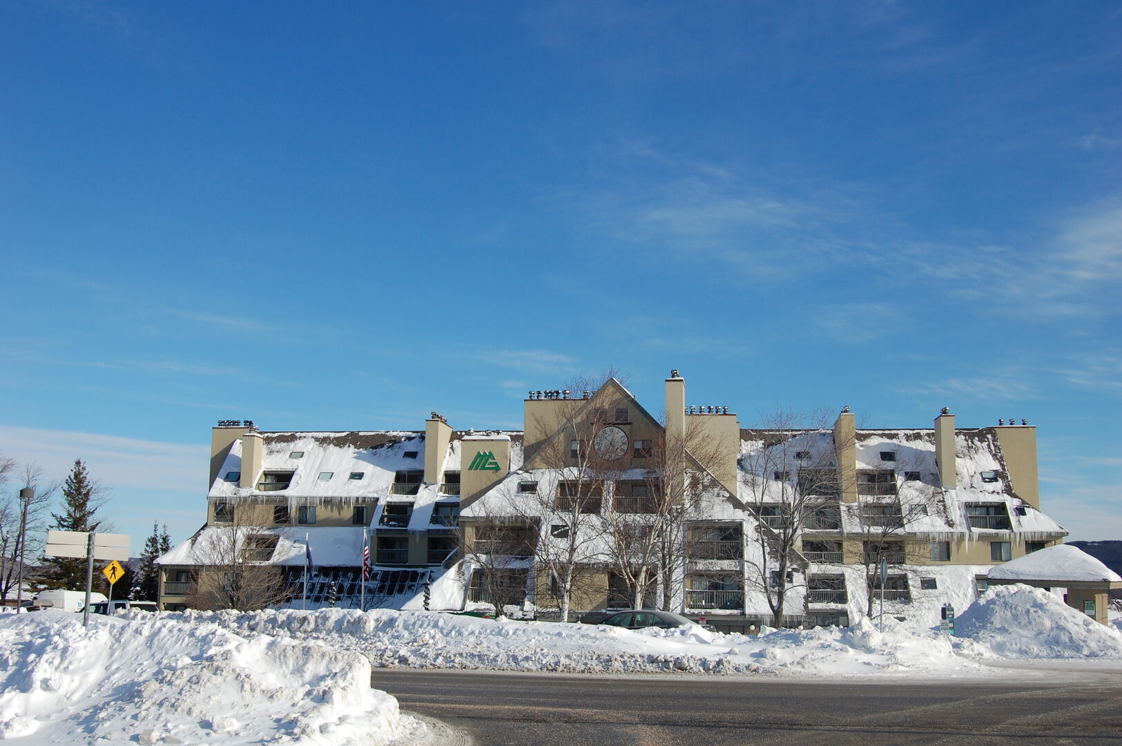 Front of Mt. Green Resort in the winter