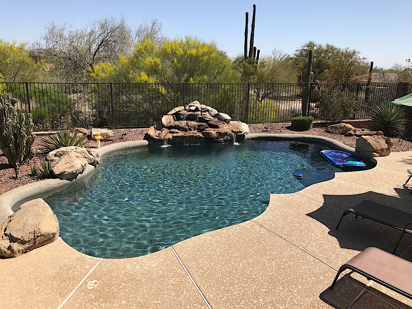 Pool area with golf course view