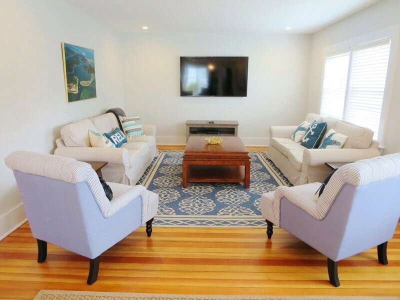 Living room with flat screen TV WiFi-388 Main St-Chatham Cape Cod New England Vacation Rentals  