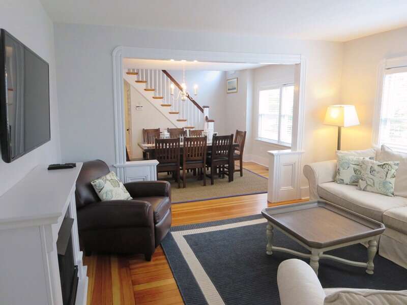 2nd living room with flat screen TV view to Dining-388 Main St-Chatham Cape Cod New England Vacation Rentals