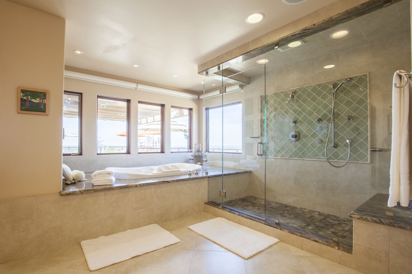 Spacious master bathroom with huge shower