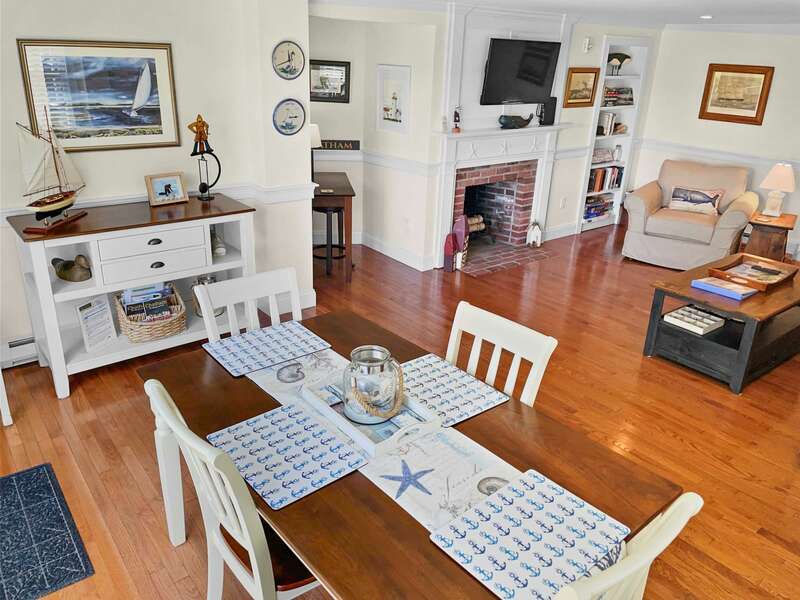 View of open concept dining area adjoining living area - 109 Misty Meadow Lane #1 Chatham Cape Cod New England Vacation Rentals