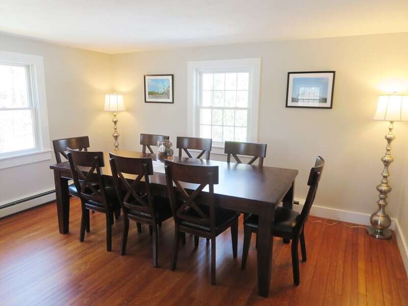 Large dining table to enjoy family dinner, seats 8 easily - 4 Long Pond Drive Harwich Cape Cod New England Vacation Rentals-#BookNEVRDirectCapeRetreat