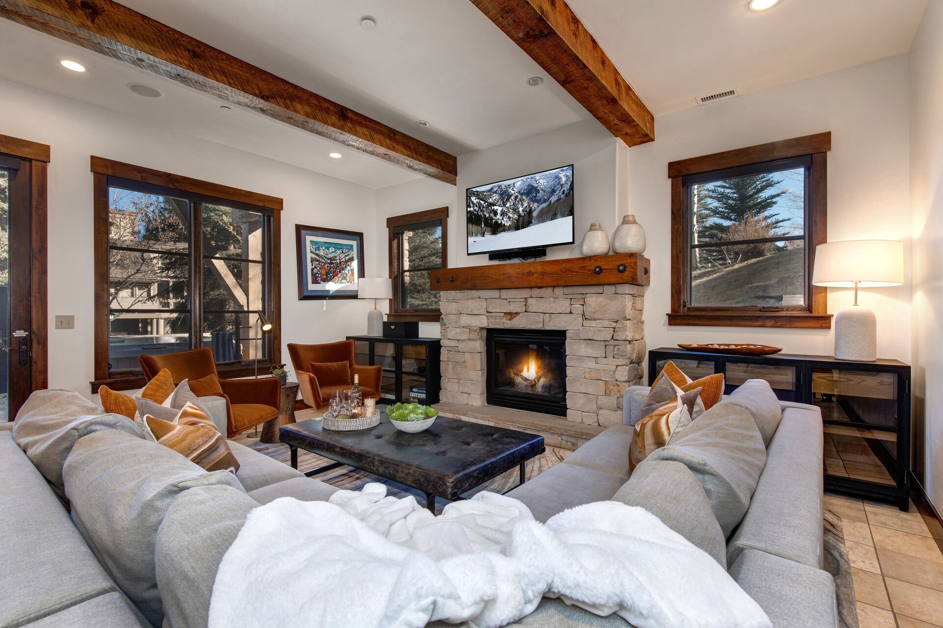 Lower Level Family Room with Cozy Seating, 55