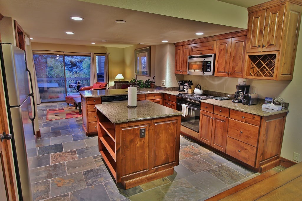 Kitchen with stainless steel appliances and granite counter tops in Park City Racquet Club Village - Park City