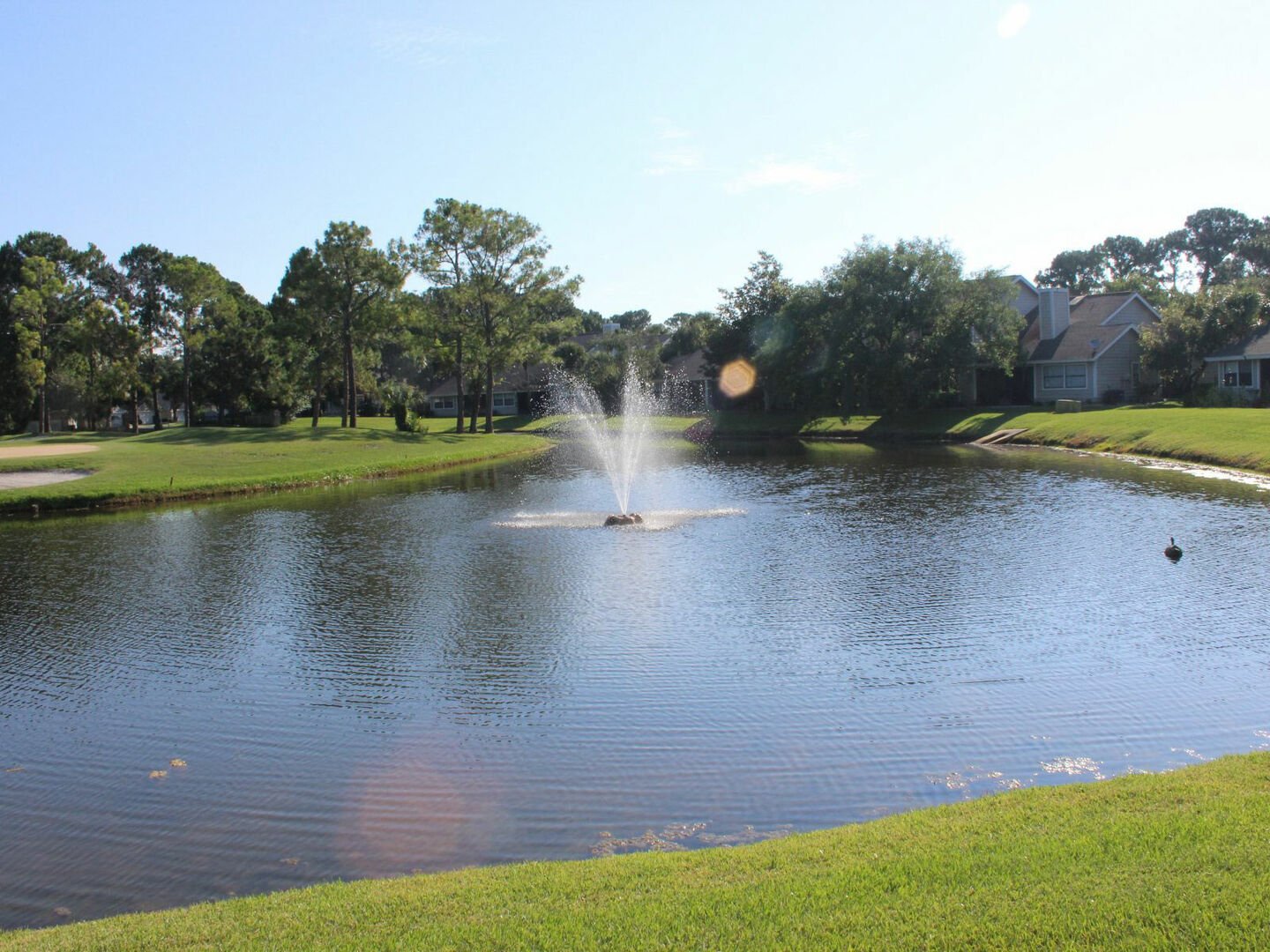 Views of the fountain and golf course.
