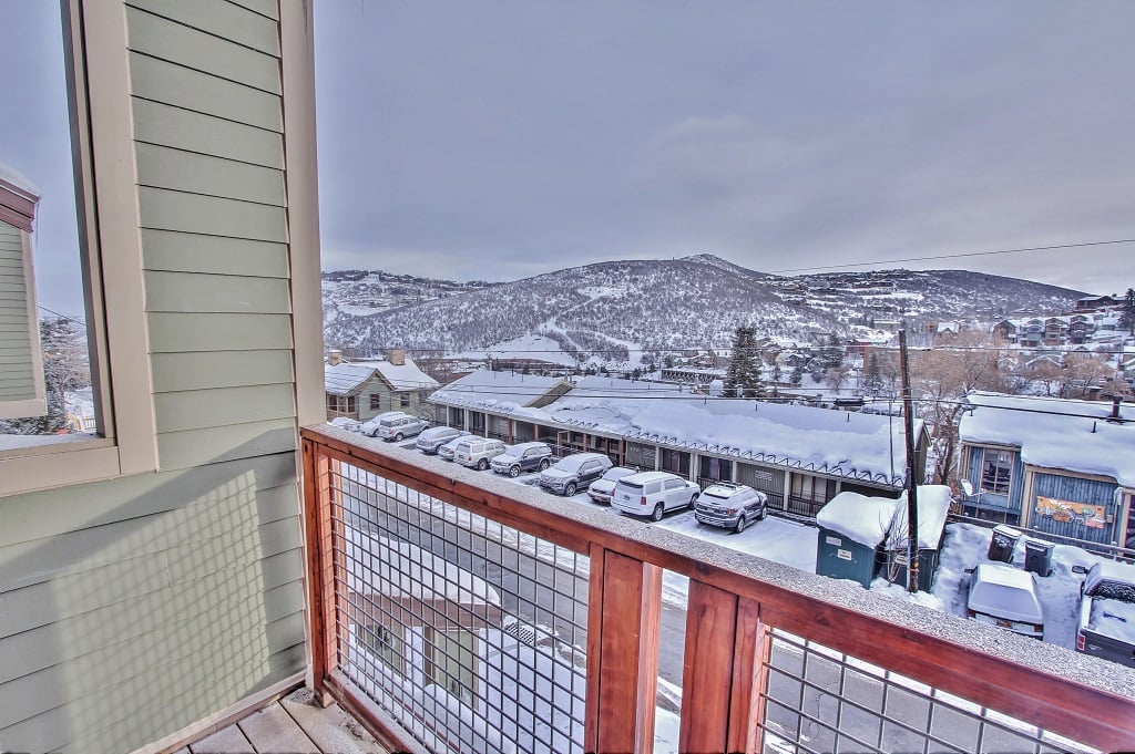 Park City Woodside Ski Estate - Front deck view and staircase access to Main Street