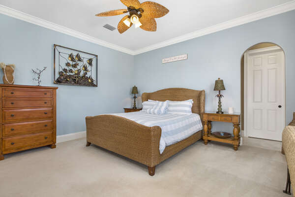 The 3rd master bedroom is also located on the first floor and has a luxurious king size bed, huge walk in wardrobe