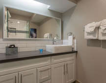 Guest Bathroom- Highly updated. Featuring a Stand Alone Shower
