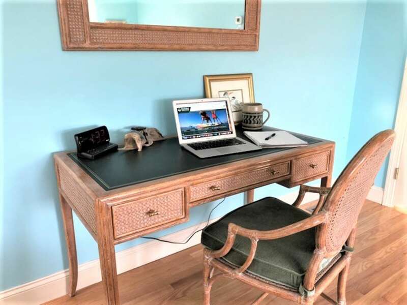 Work or remote learn at this lovely desk in the Master Bedroom. 151 Sky Way Chatham Cape Cod New England Vacation Rentals