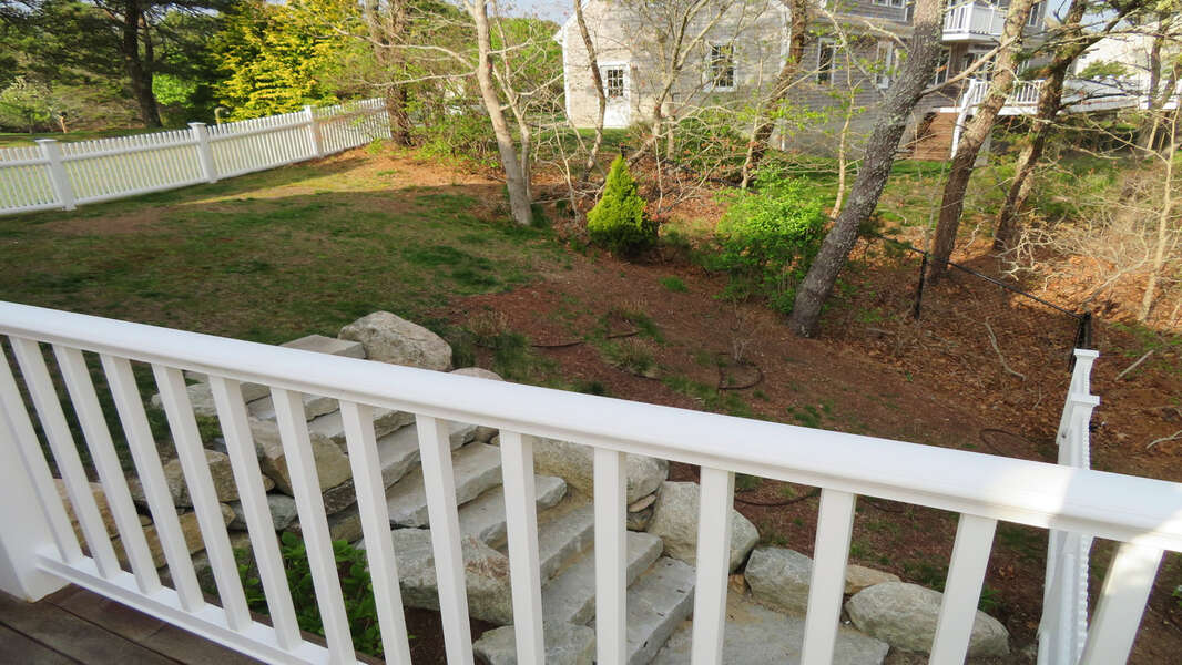 Fenced yard just off deck-151 Sky Way Chatham Cape Cod New England Vacation Rentals