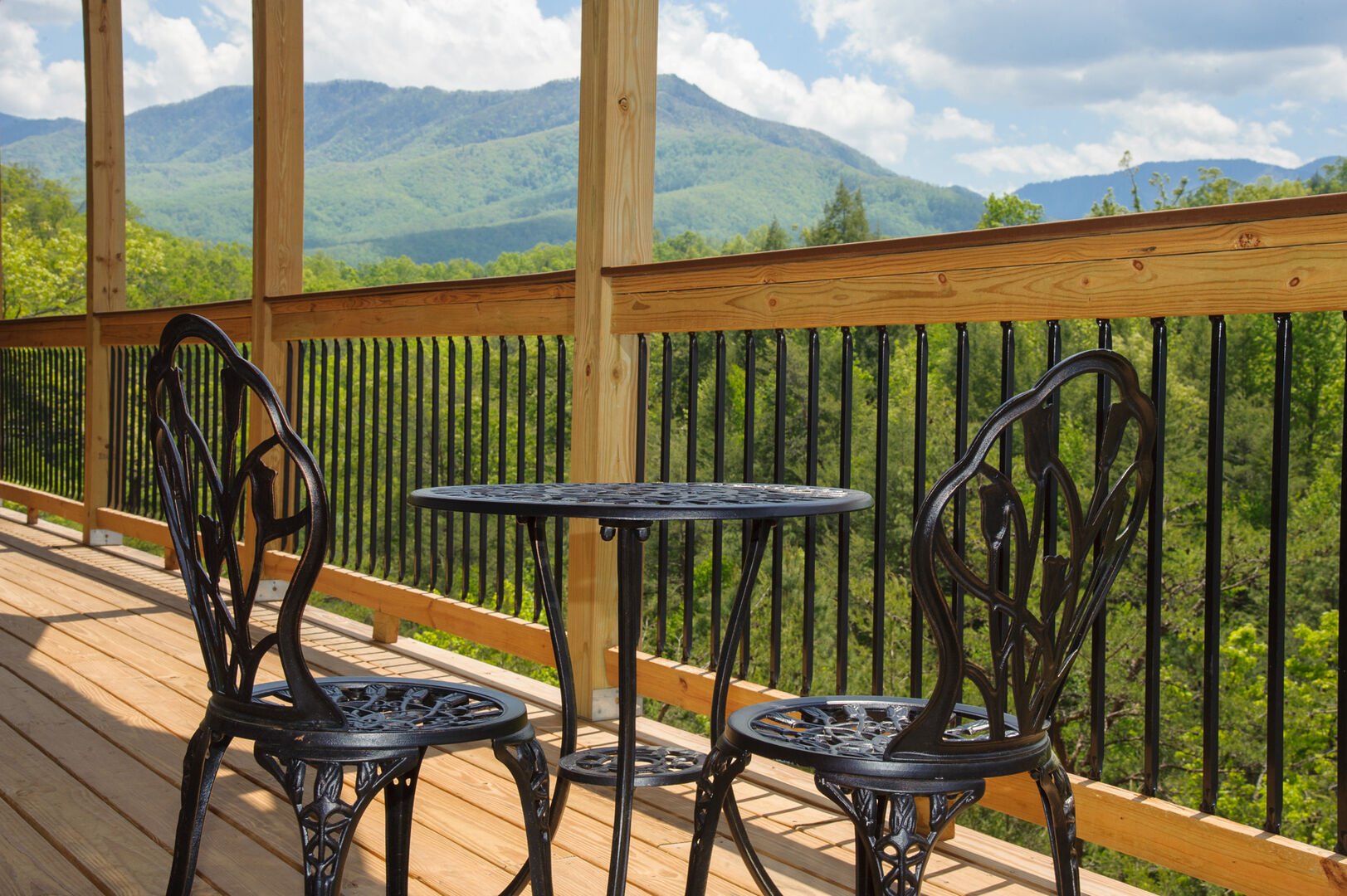 Image of a Table for Two on Outdoor Deck.