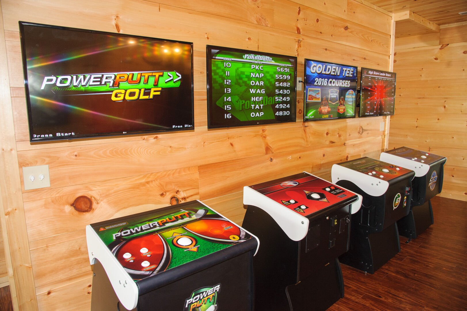 Four Arcade Games in Game Room.
