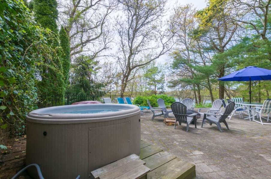 Hot tub on lower level patio.