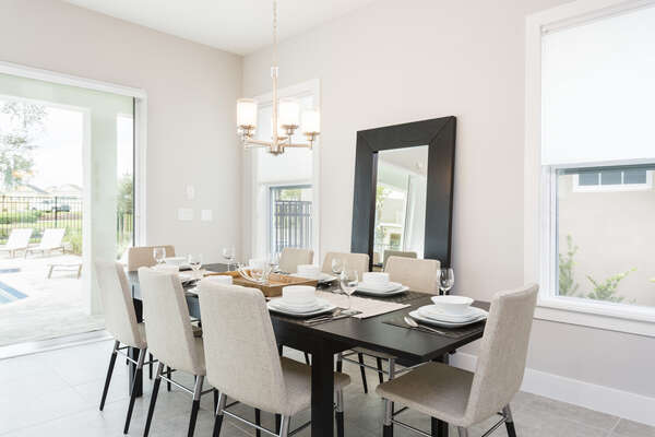 Dining area with seating for 8