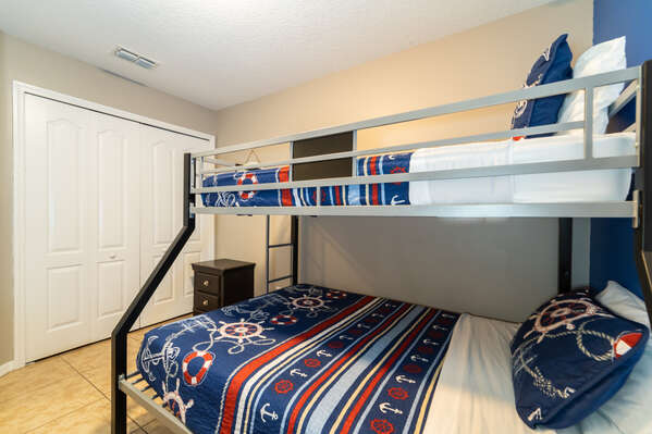 Bedroom 4 features twin over full bunk beds