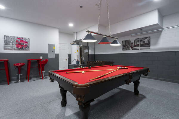 Game room showing billiards table