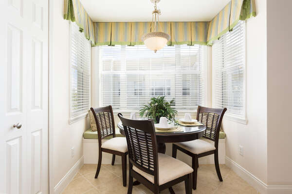 The breakfast nook is the perfect place to enjoy your morning coffee