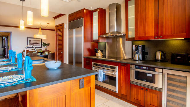 Fully Equipped Kitchen with Wine Cooler inside Beach VIllas OT-505