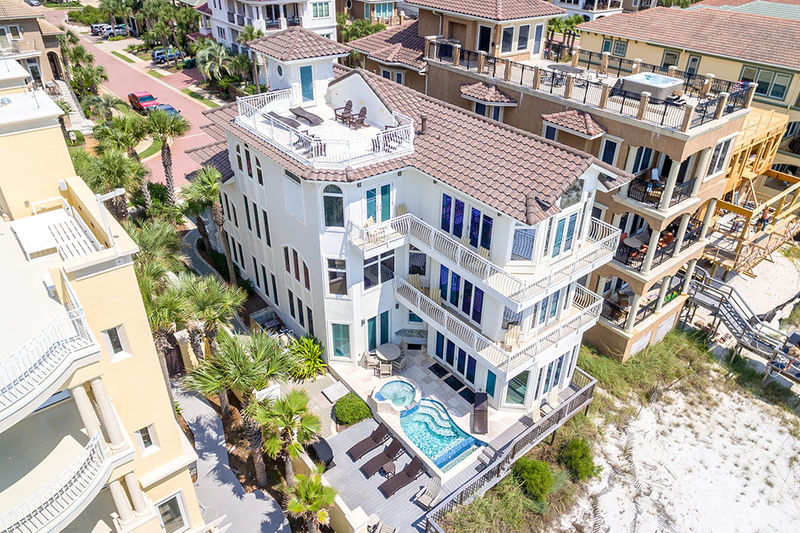 Aerial view of this Destiny By The Sea Beachfront Rental.