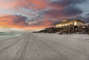 The beach directly behind with this Dune Allen Beach Vacation Rental, with the home visible.