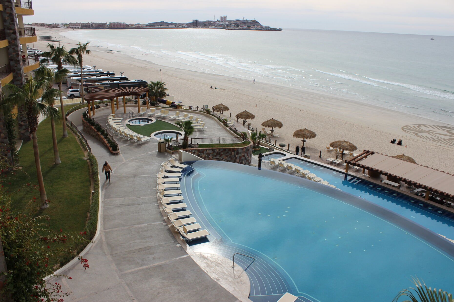 The pool area, view from the upper floors