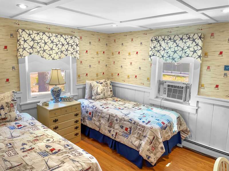 Bedroom # 2 with 2 Twin beds and a/c unit. - 13 Garden Lane Dennisport Cape Cod New England Vacation Rentals