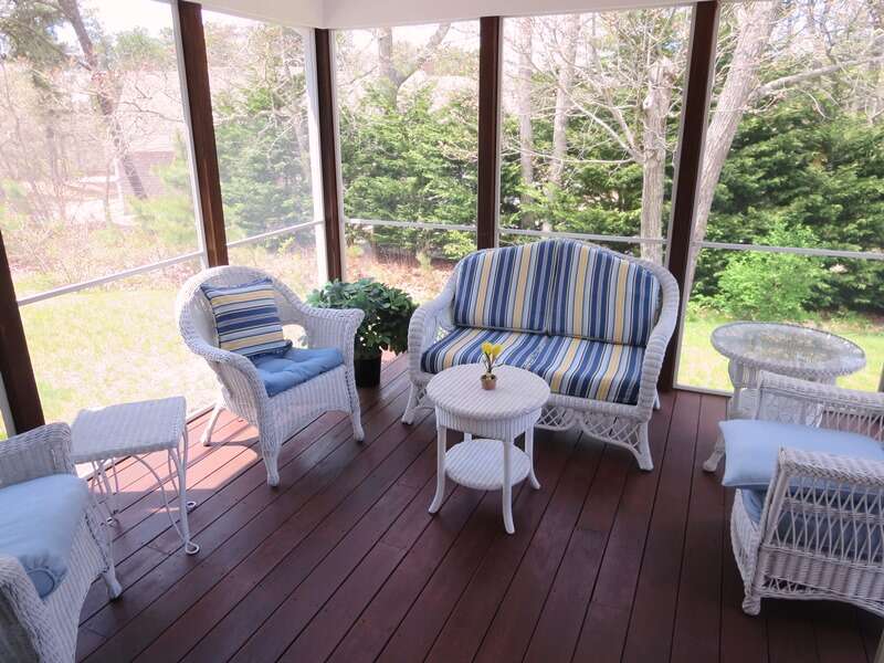 Screened in porch off of the dining area - 30 Cockle Cove Road Chatham Cape Cod New England Vacation Rentals