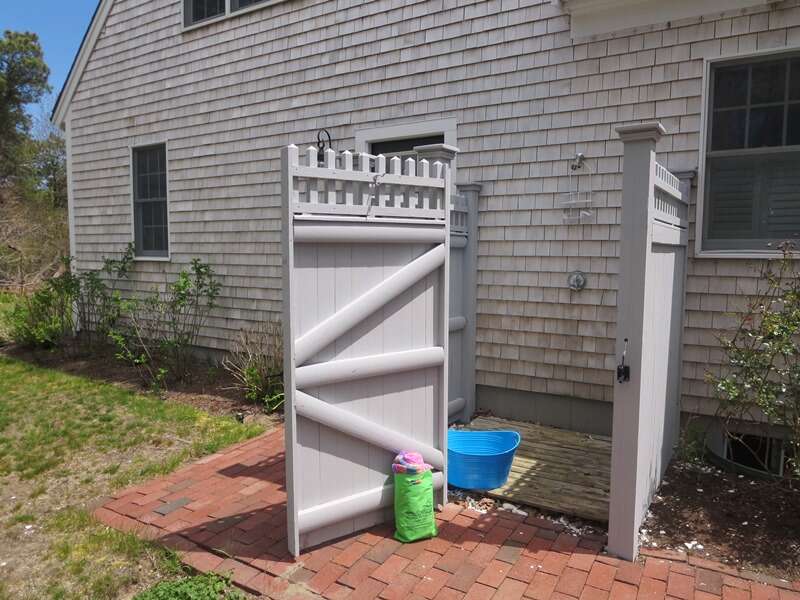 Enclosed outdoor shower - 30 Cockle Cove Road Chatham Cape Cod New England Vacation Rentals