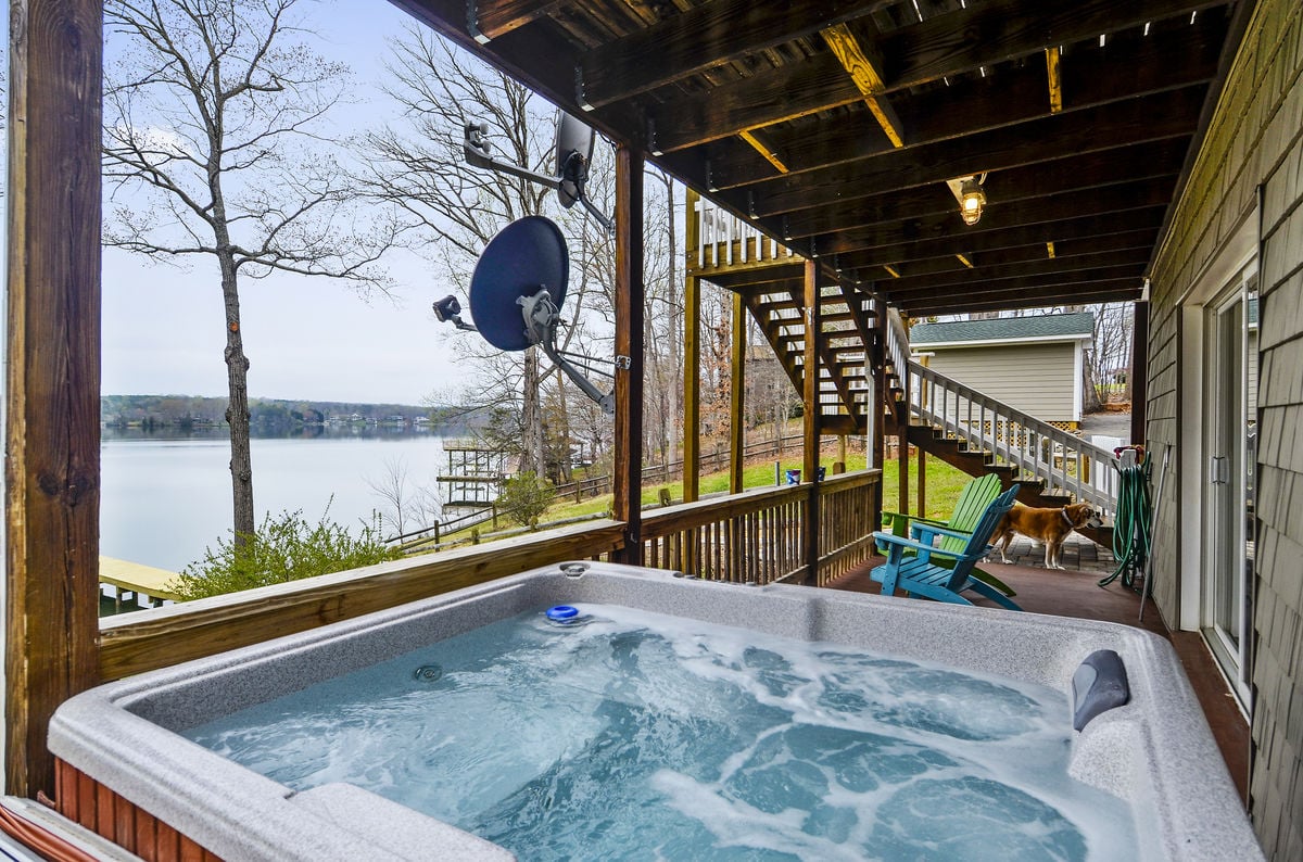 Outdoor Hot Tub on Covered Patio