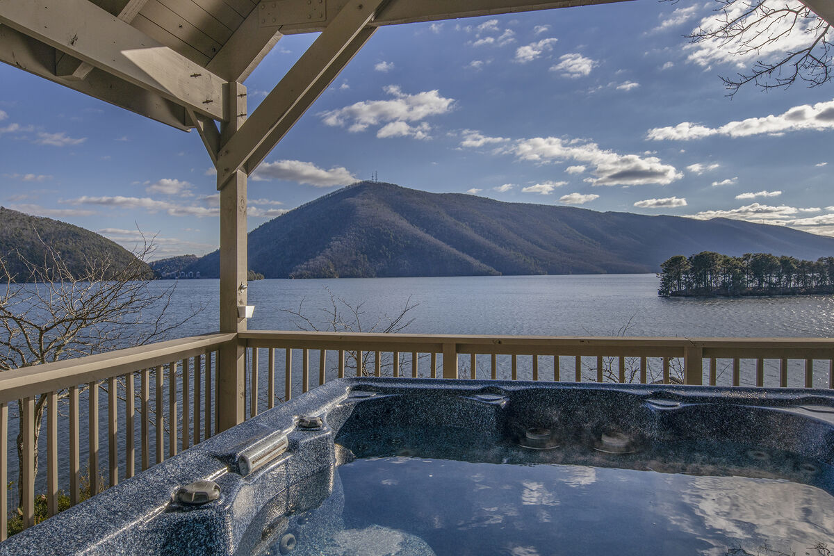 Just relax, in the hot tub overlooking Smith Mountain Lake
