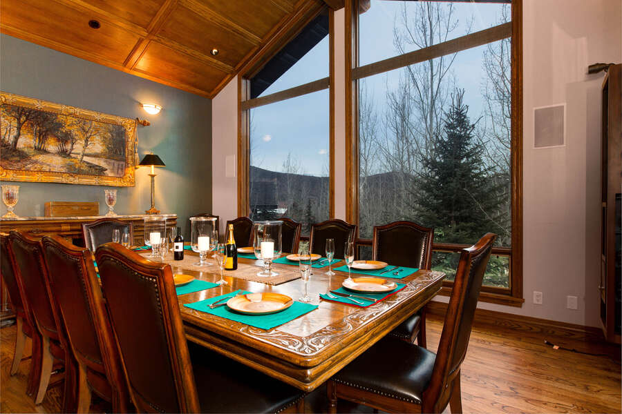Dining tables seats 10 with mountain views